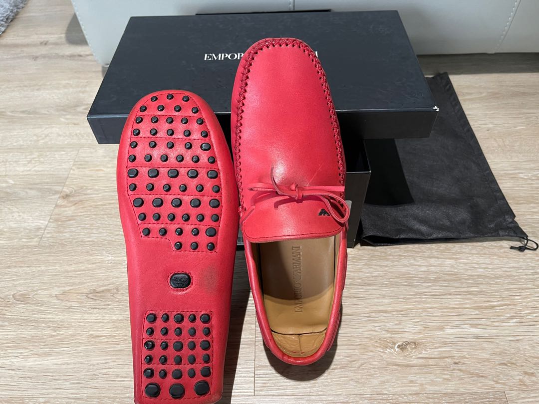 Red sales moccasin shoes