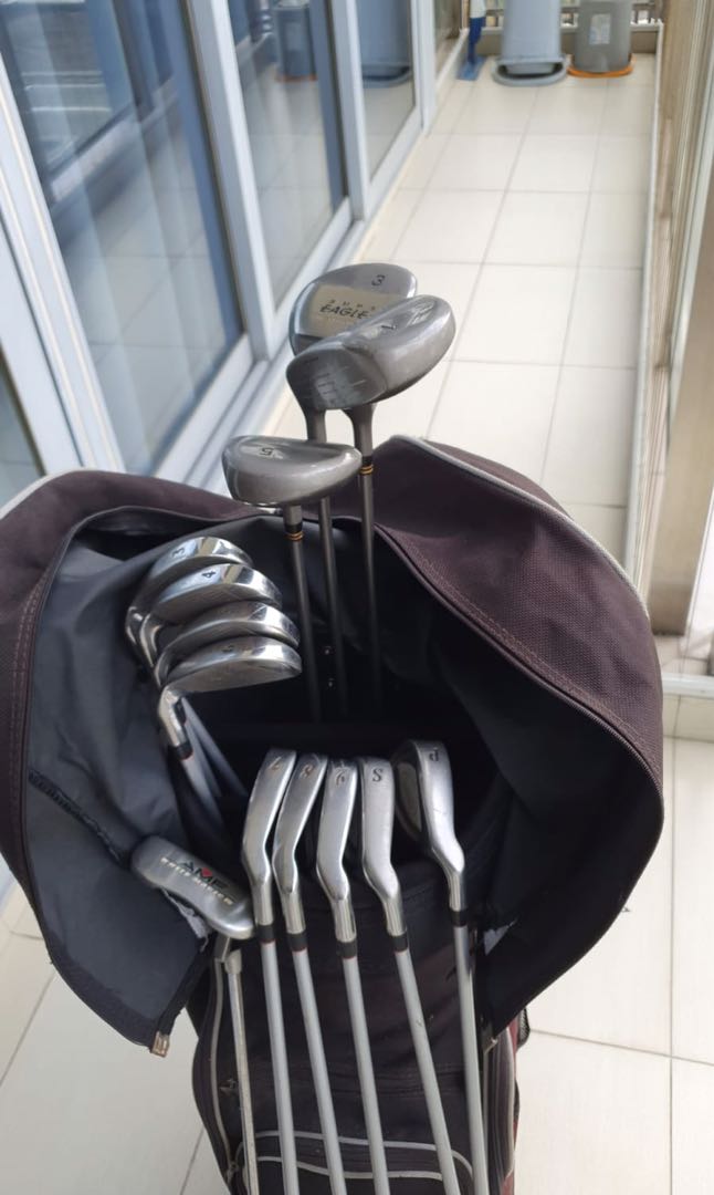 Full set of Irons with No 1, 3, 5 drivers and a parter, Sports