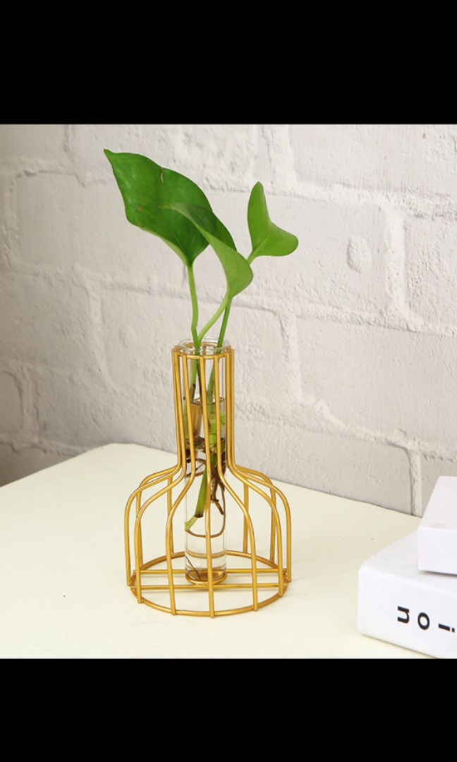 Gold testtube vase, Furniture & Home Living, Home Decor, Vases