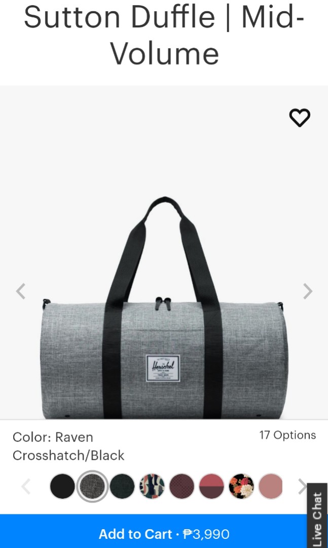 Herschel duffle Sutton mid volume, Women's Fashion, Bags & Wallets