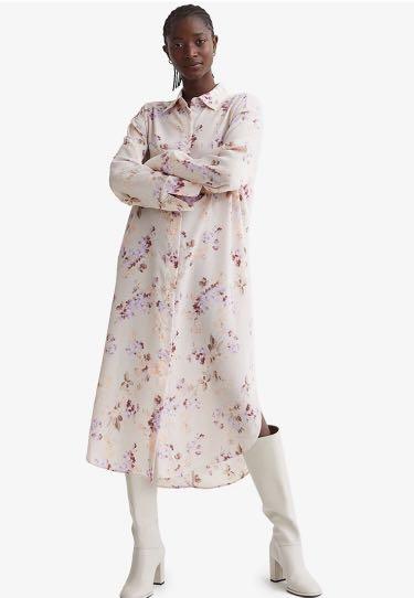 H M Jacquard Weave Shirt Dress Size M Women s Fashion