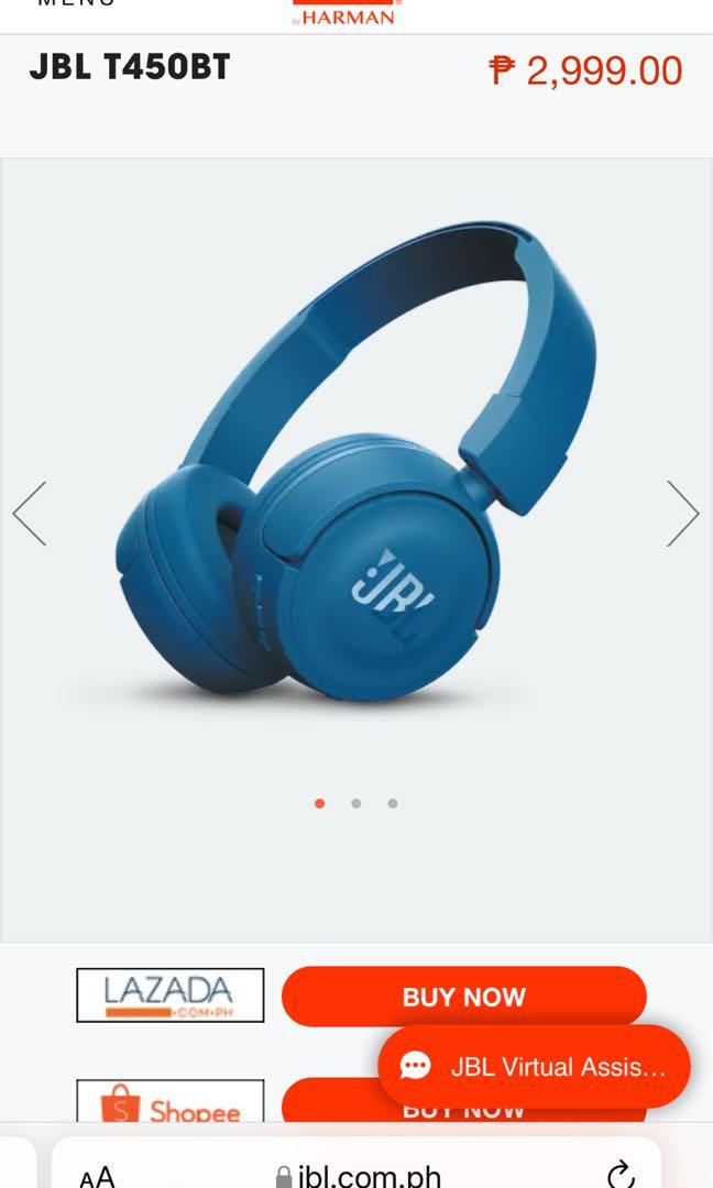 JBL 450BT Bluetooth Headphones Audio Headphones Headsets on