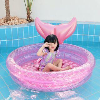 Kids Inflatable Paddling Pool, PVC Durable Inflated Two Layers Mermaid Children Swimming Pool Bathtub for Girls Boys Yard Garden Swim Pool