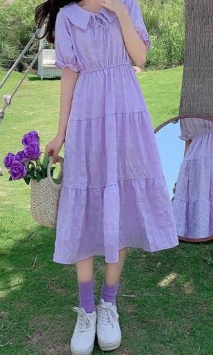 Korean Purple Dress, Women's Fashion, Dresses u0026 Sets, Dresses on Carousell