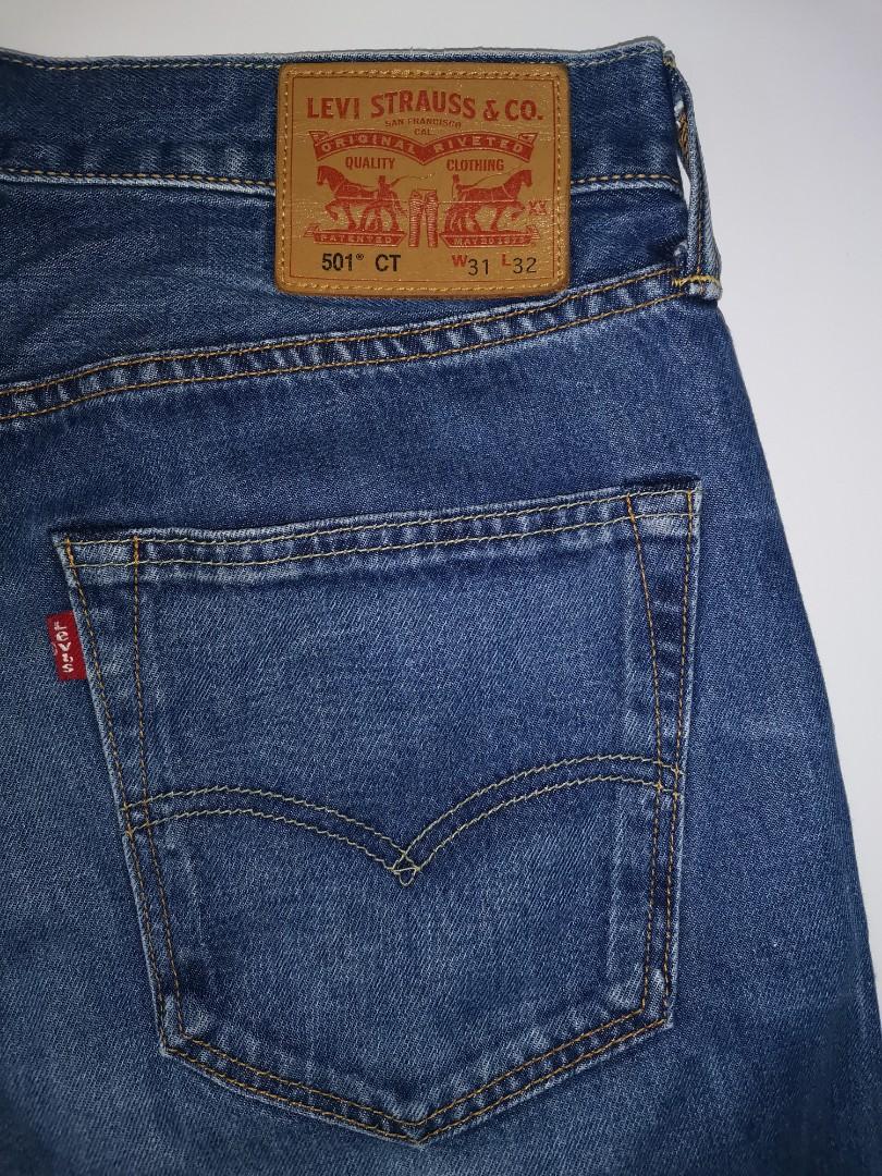 Levi's 501CT Leather Patch Jeans, Men's Fashion, Bottoms, Jeans on Carousell