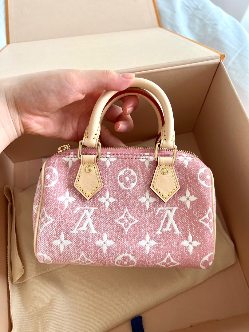 LV Pink Denim Nano Speedy, Luxury, Bags & Wallets on Carousell