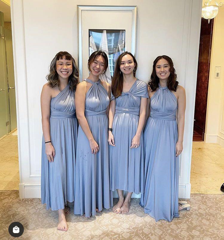 My Little Bow Bridesmaid Convertible Dress in Steel Blue Women s