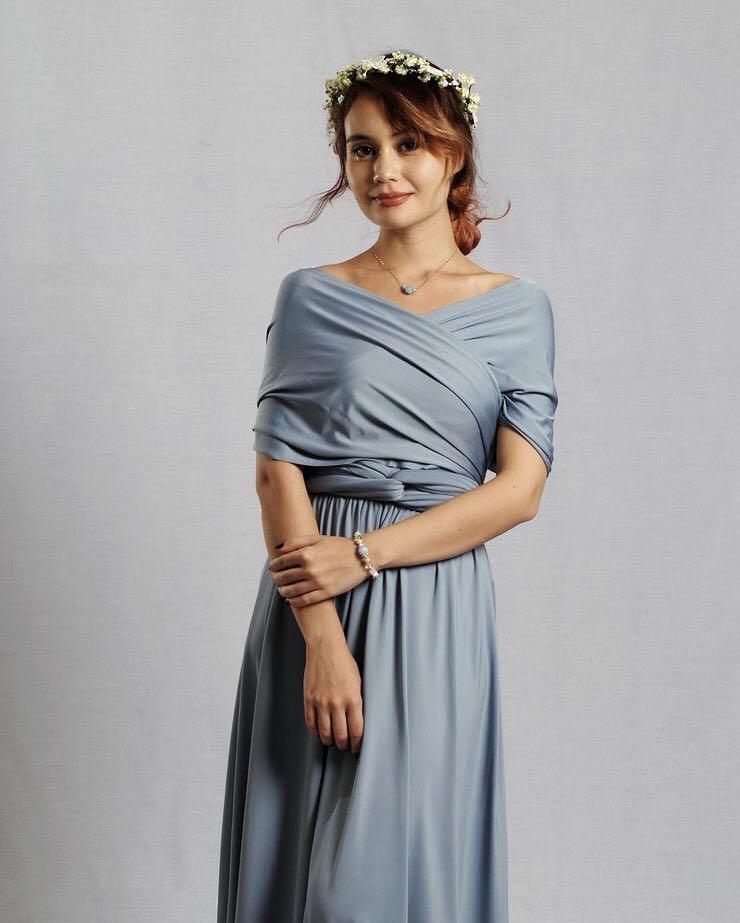 Steel blue top infinity dress