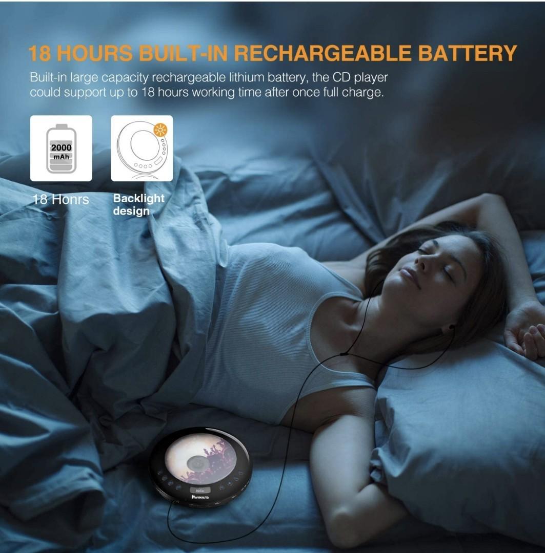 NAVISKAUTO Portable CD Player for Car with 2000mAh Rechargeable Battery