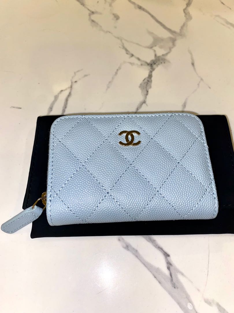 NEW Chanel 22P baby blue caviar leather zipped coin purse card holder  wallet zipper silver hardware bag zippy, Women's Fashion, Bags & Wallets,  Wallets & Card Holders on Carousell