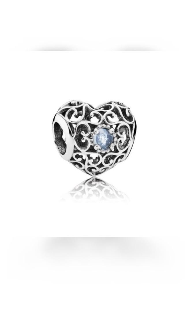 Pandora March Birthstone Signature Heart Charm