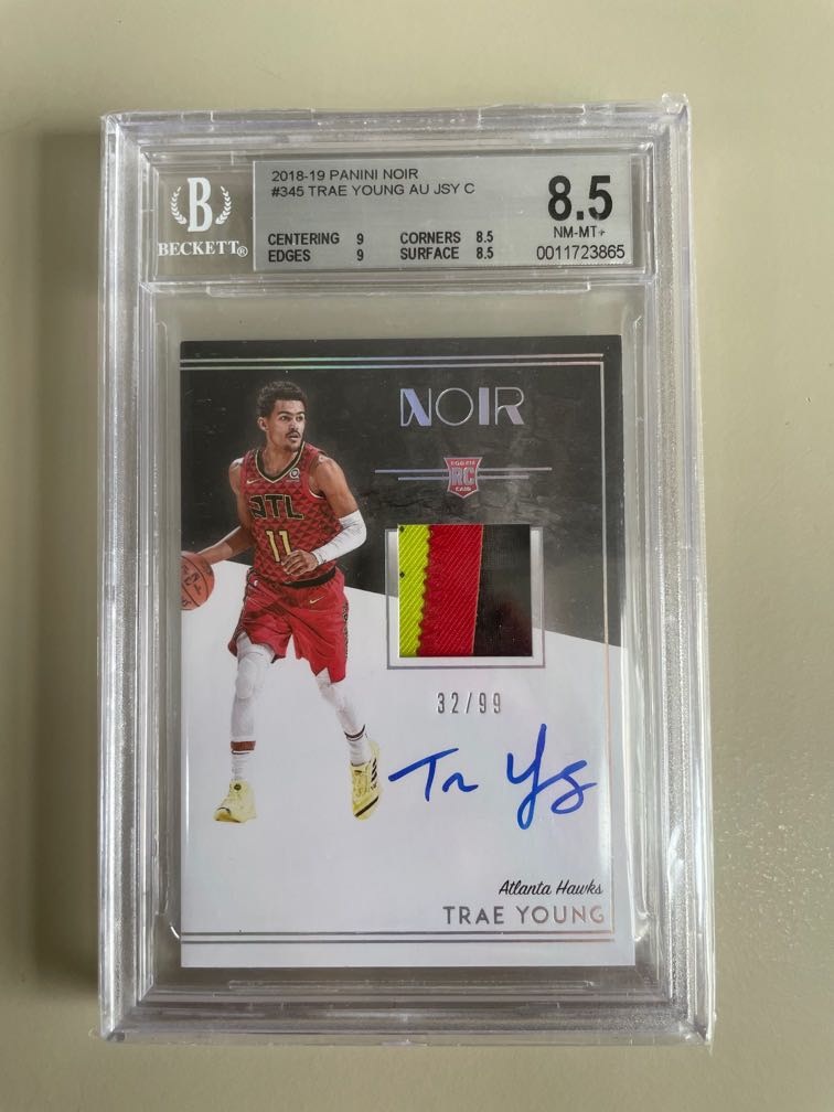 Panini 2018-2019 NBA Noir Trae Young Rookie patch autograph (rpa) BGS 8.5,  auto 10. The new king in Atlanta Hawks All stars starter