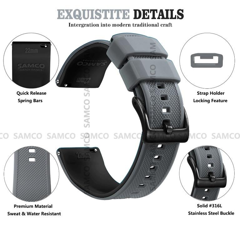 Black, Elite Silicone Watch Bands, Quick Release