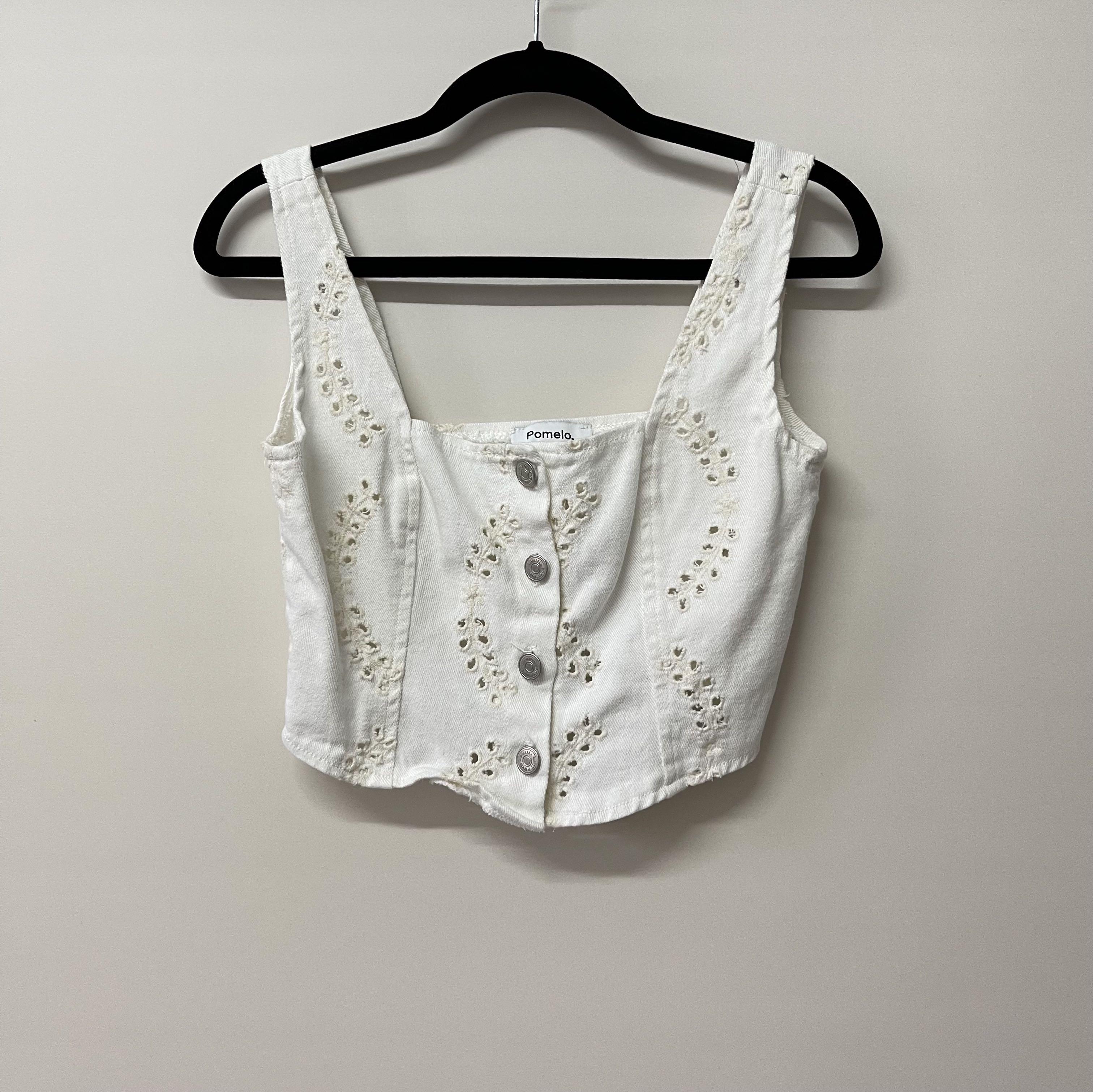 Pomelo eyelet denim corset top, Women's Fashion, Tops, Others Tops on