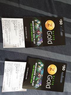 Razer Gold Gift Card @$48 each