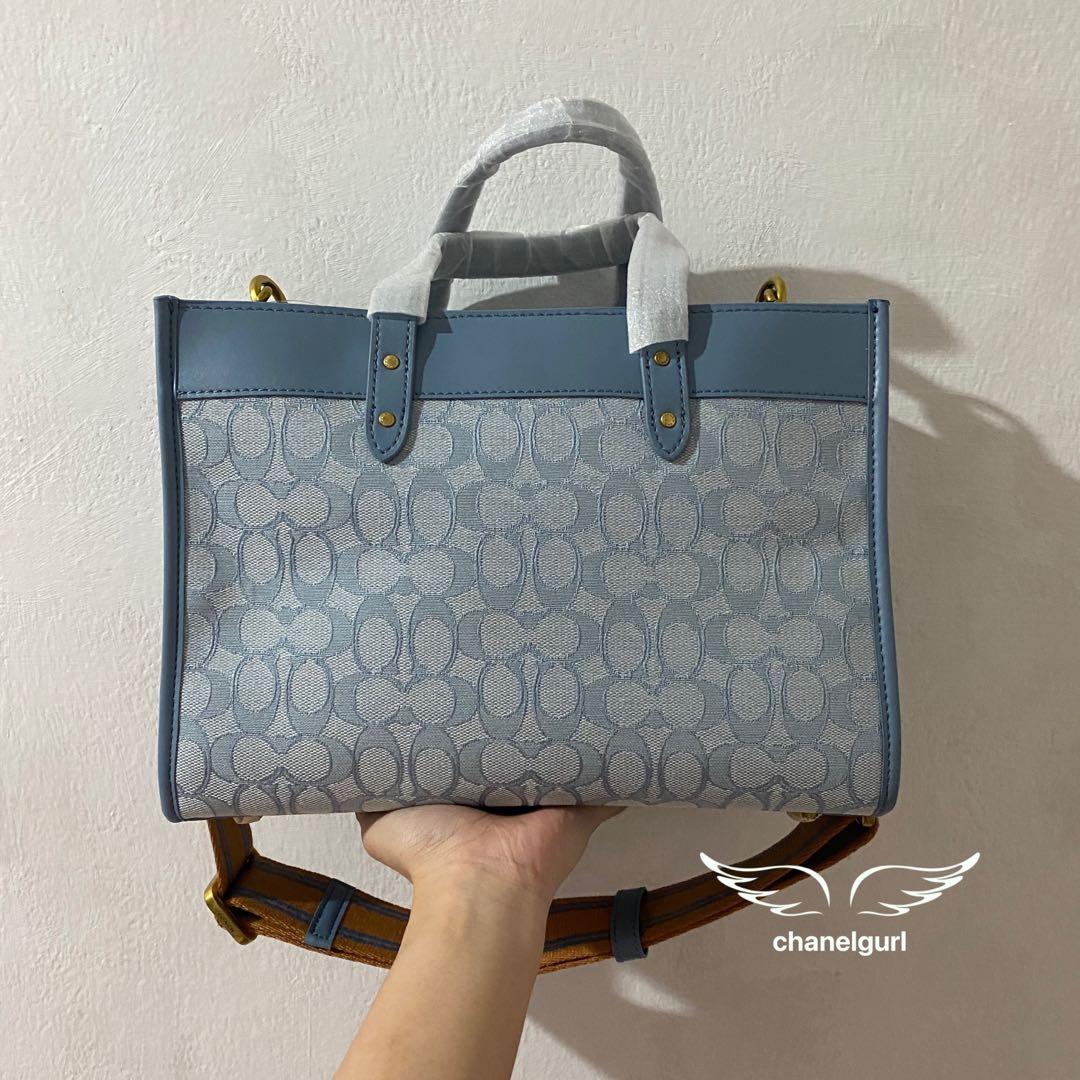 Coach field tote blue best sale
