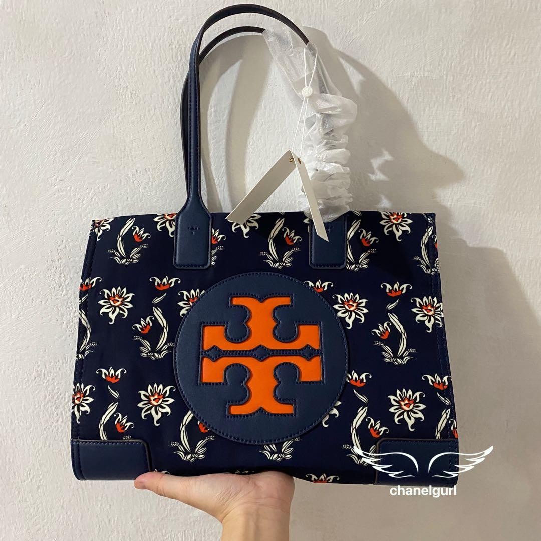 Real Shot Tory Burch Nylon Tote Bag Floral Blue Orange Ella Tote, Women's Fashion, Bags & Wallets, Shoulder Bags on Carousell