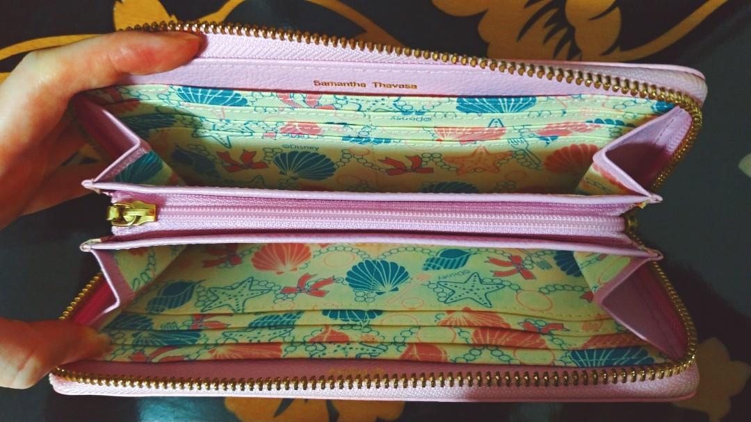 日本品牌 Samantha Thavasa 莎曼莎 迪士尼 小美人魚 貝殼 愛麗兒 粉紅色長夾, 她的時尚, 包包與錢包, 皮夾、卡片套在旋轉拍賣