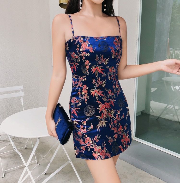 Chinese satin mini sales dress
