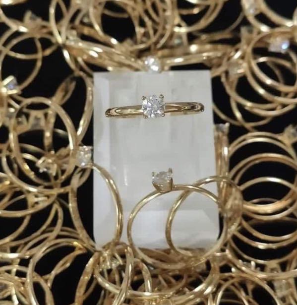 Saudi Gold with Russian Stone Engagement Ring, Women's Fashion, Jewelry ...