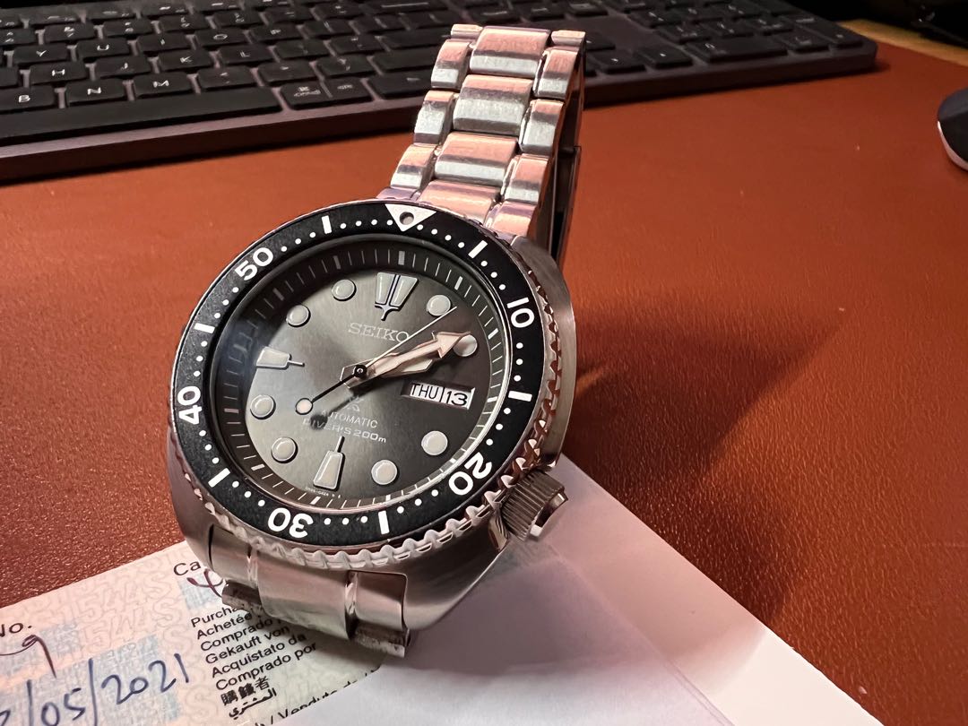 Seiko turtle deals grey dial