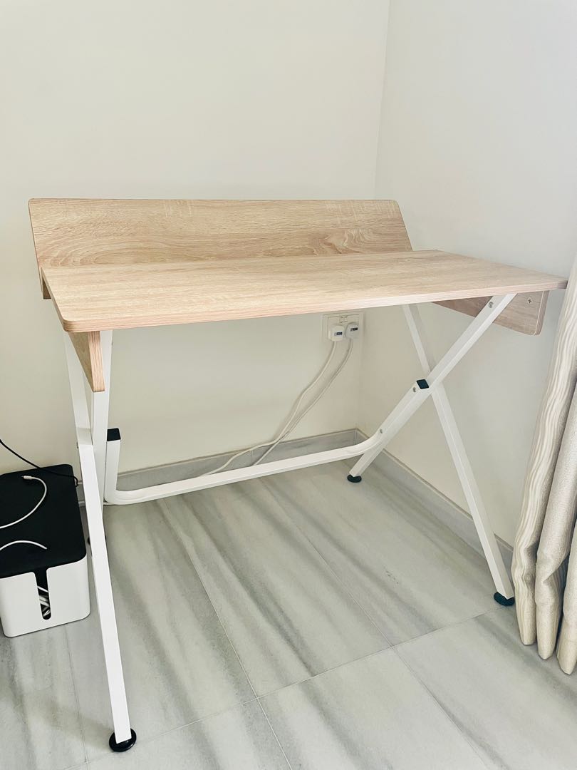 Study Table Wood Top White Legs, Furniture & Home Living, Furniture