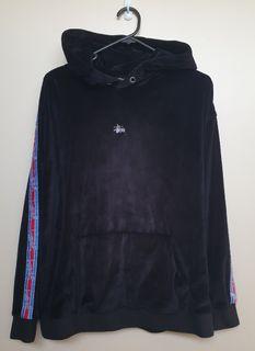 Stussy black velvet hoodie
