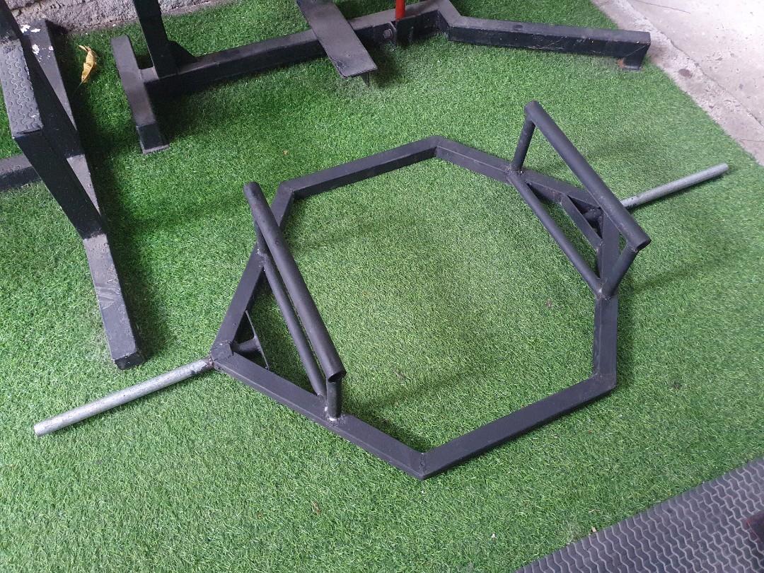 FANTASK 3-teiliges Trap Bar, Hex Bar 25mm Aufnahme bis 226kg Belastbar mit 2 Federverschlüsse, Hexagon Hantelstange für Kniebeugen Kreuzheben Schulterheben, Silber
