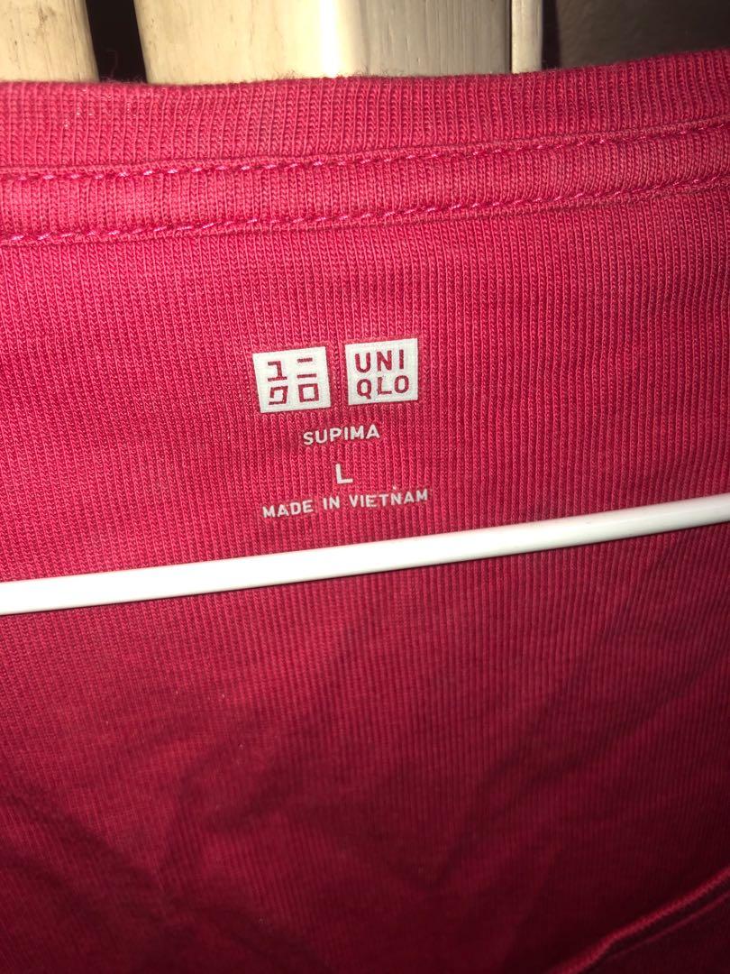 Uniqlo Fuchsia Longsleeves (Category: Longsleeves) located in Antipolo. Submitted by declutteredthrifts (Listing ID 1141859923, Image 2). Description: ✨ Still in good condition but has small bleached spot on the hem (see last photo) ✨ Large on tag but also fits medium frames ✨ More photos and details upon request.