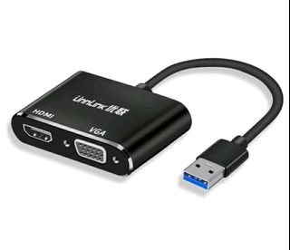 USB 3.0 to HDMI + VGA Adapter, USB to HDMI, USB  to VGA
