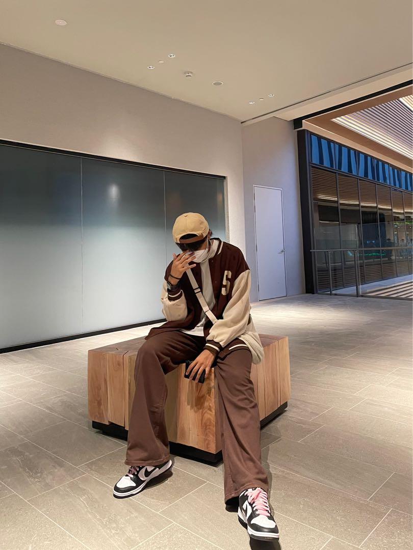 Brown and cream varsity jacket clearance