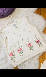 Vintage cotton rose vest and cardigan set