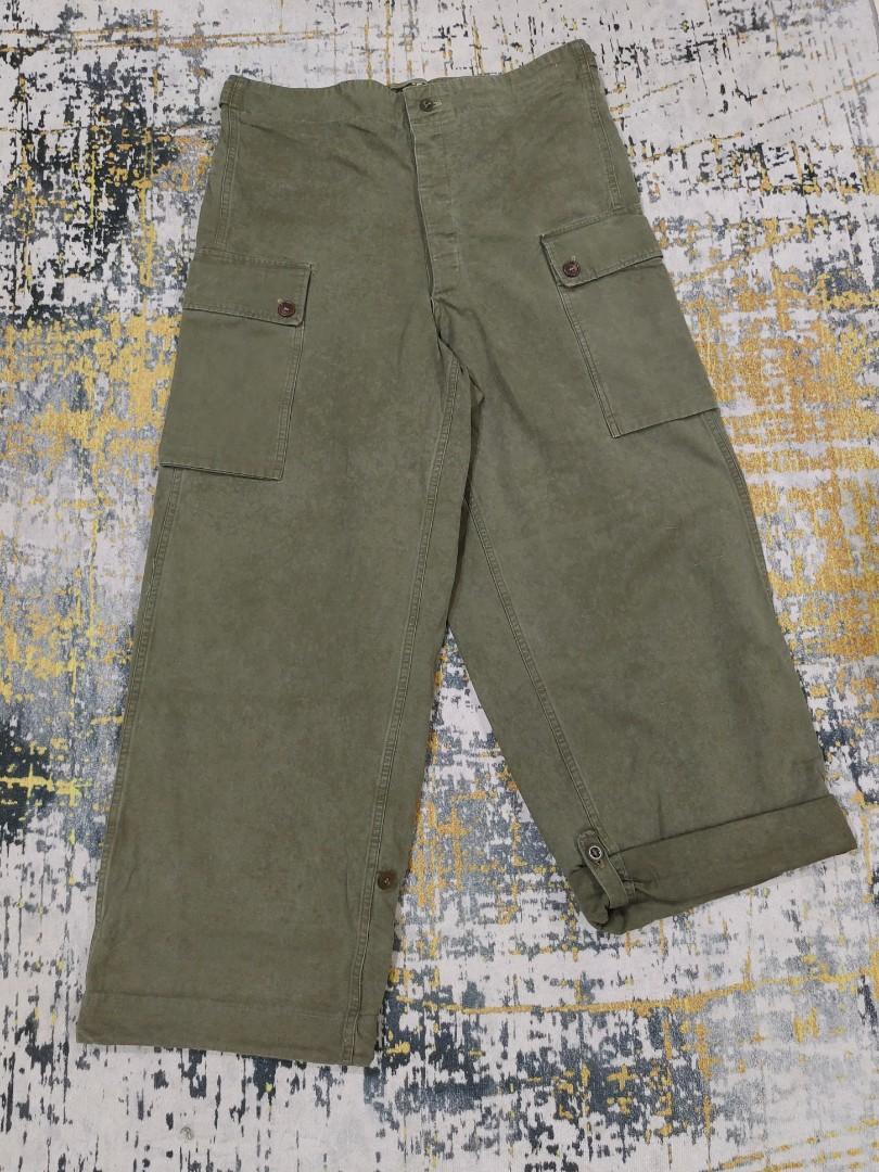 VTG 50s RARE A.M. Seynaeve M.V.O 1958 Military Belgian Army Olive Green  Twill Baggy Wide Cargo Utility