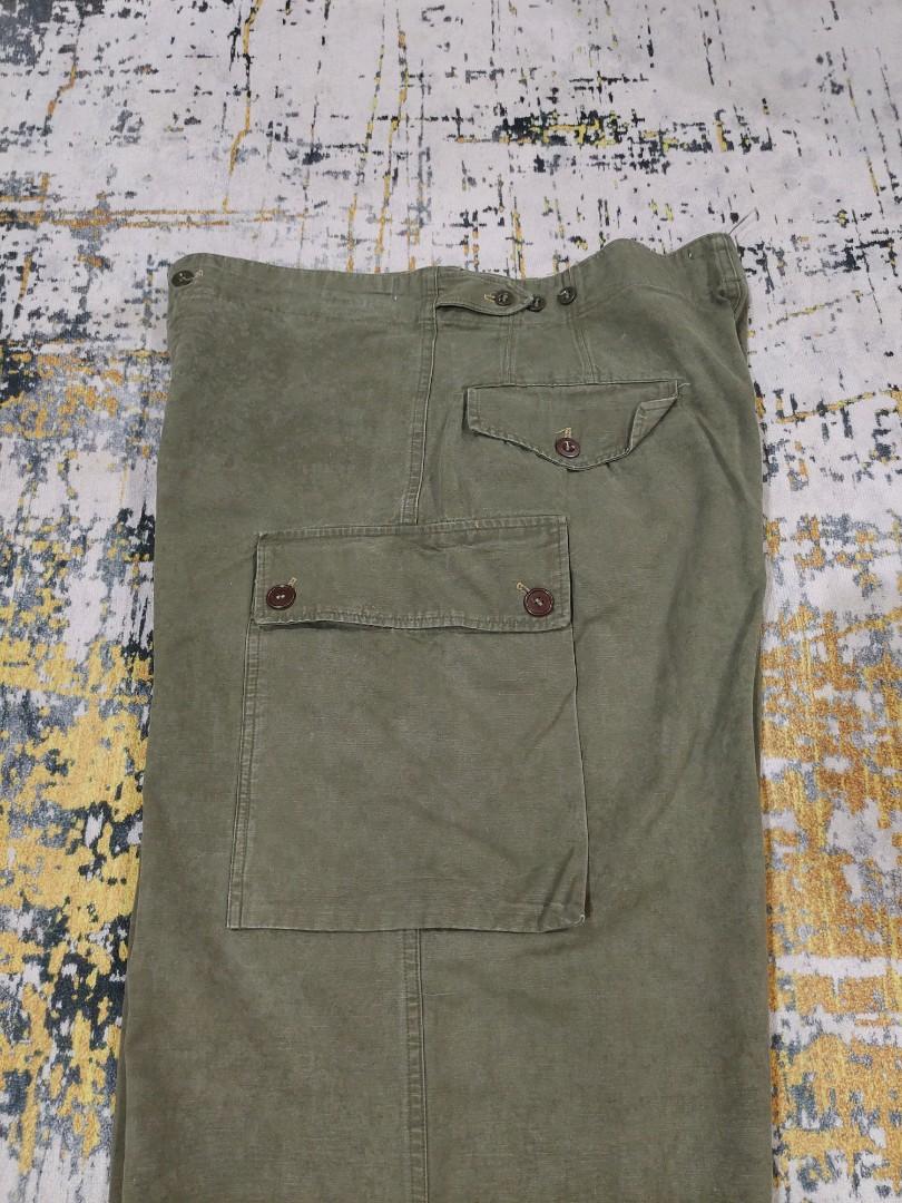 VTG 50s RARE A.M. Seynaeve M.V.O 1958 Military Belgian Army Olive Green  Twill Baggy Wide Cargo Utility