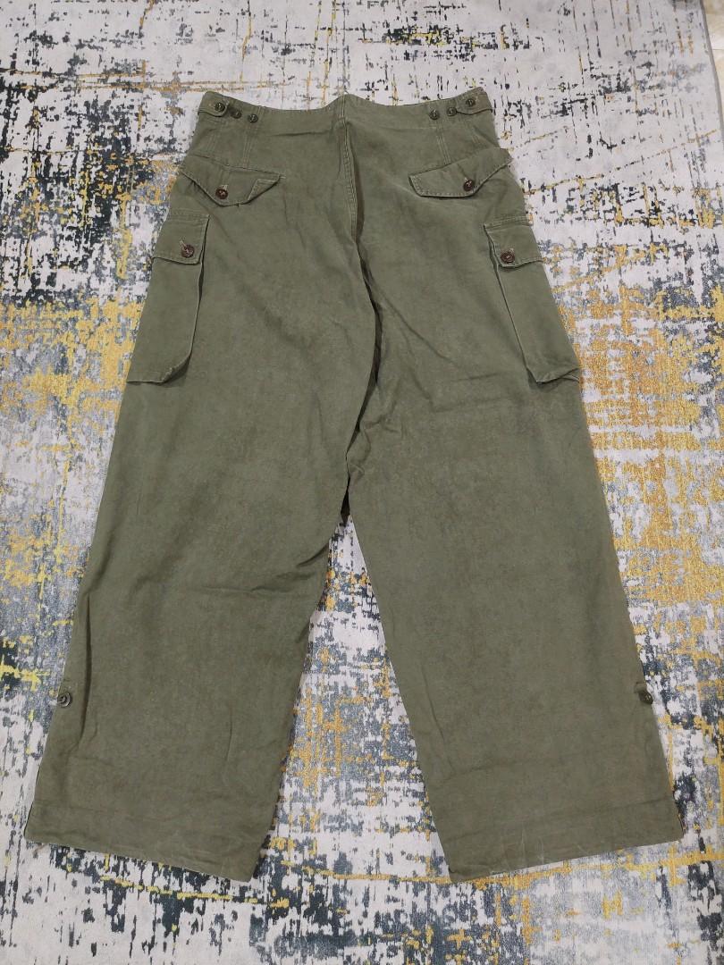 VTG 50s RARE A.M. Seynaeve M.V.O 1958 Military Belgian Army Olive Green  Twill Baggy Wide Cargo Utility