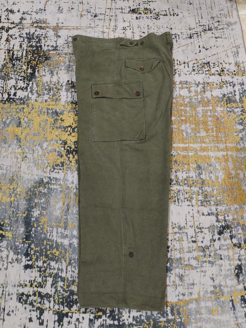 VTG 50s RARE A.M. Seynaeve M.V.O 1958 Military Belgian Army Olive Green  Twill Baggy Wide Cargo Utility