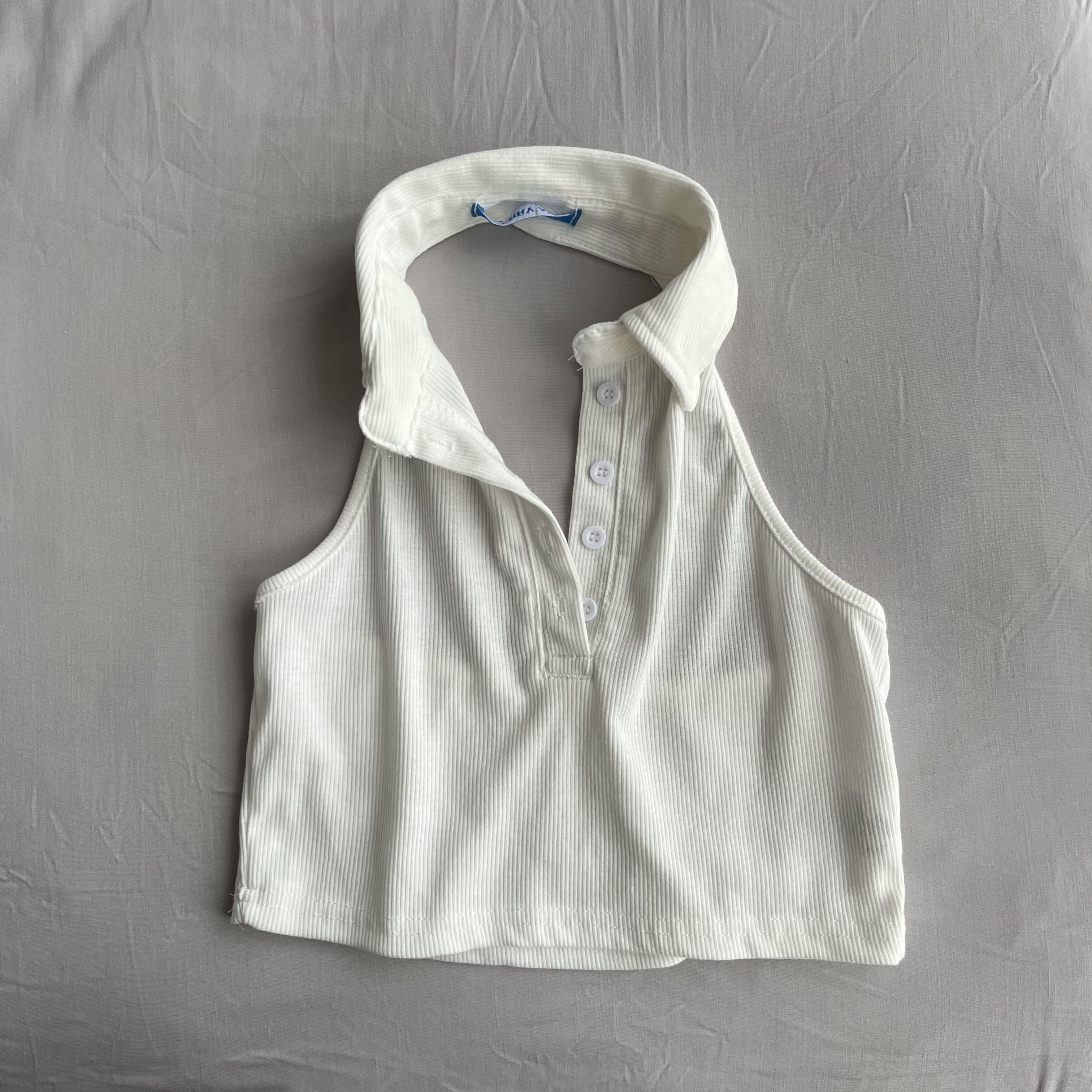 white collared halter top, Women's 