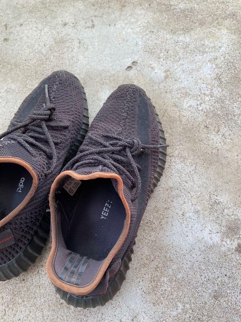 Yeezy 350 v2 black non reflective on feet store