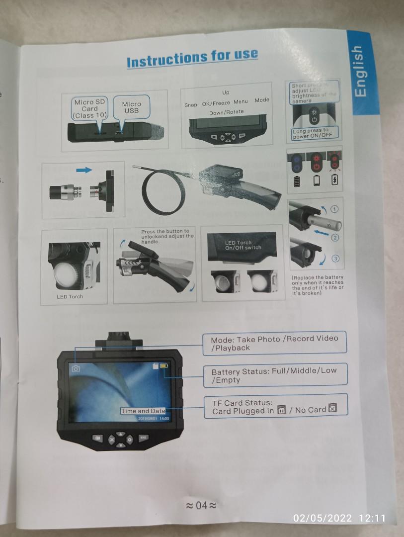 ZOTO Industrial Endoscope, 4.5 Inch 1080P Full HD IPS LCD Digital Inspection Camera, Computers
