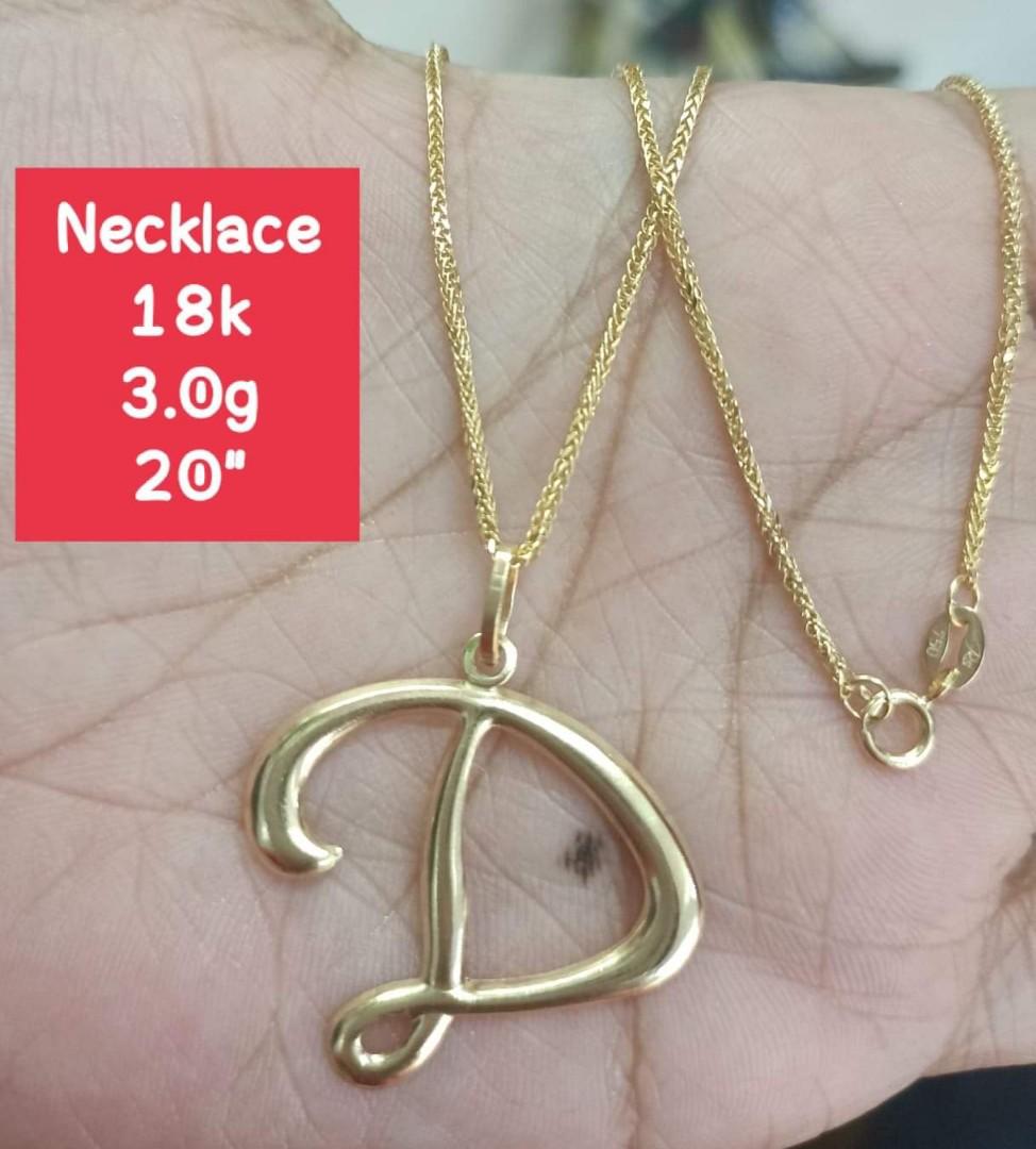 18k Gold Necklace w/ Letter Pendants 