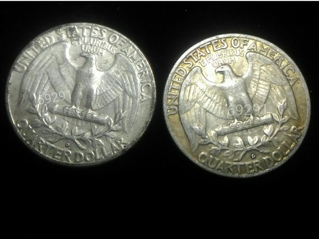 1958美國25美分銀幣，美國25美分硬幣，美國銀幣，銀幣，收藏錢幣，錢幣，幣，紀念幣~1958年美國25美分硬幣單枚價, 書籍、休閒與玩具, 收藏、紀念品,  錢幣、紙鈔在旋轉拍賣