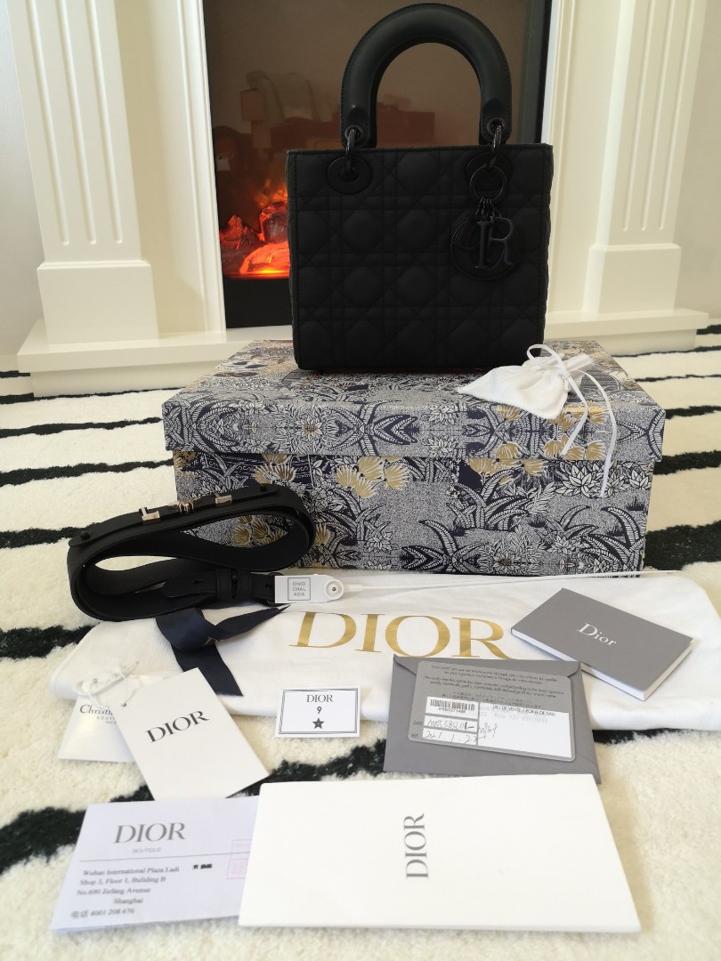 Dior Black UltraMatte Calfskin Medium Lady Dior Bag