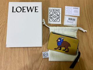 限量 Loewe  聯名款 牛皮拼接  山羊圖案 零錢包 卡片套 卡包 卡夾 錢包 🔺台灣現貨🔺