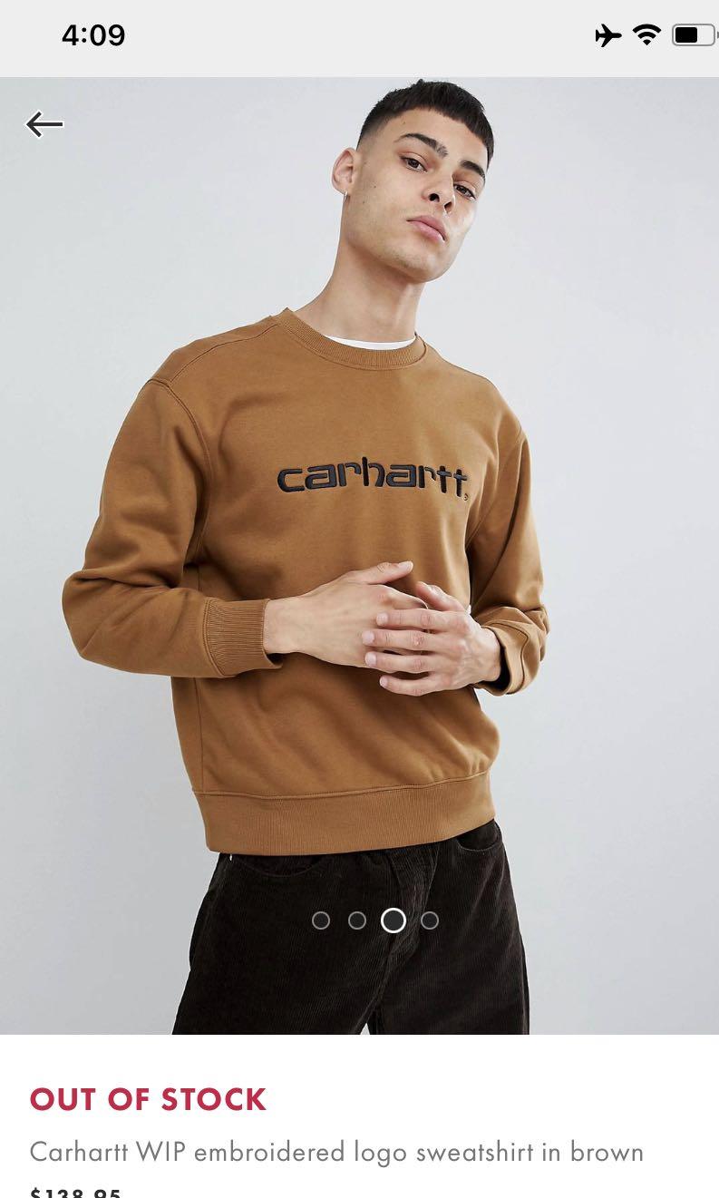 asos carhartt WIP embroidered logo sweatshirt brown