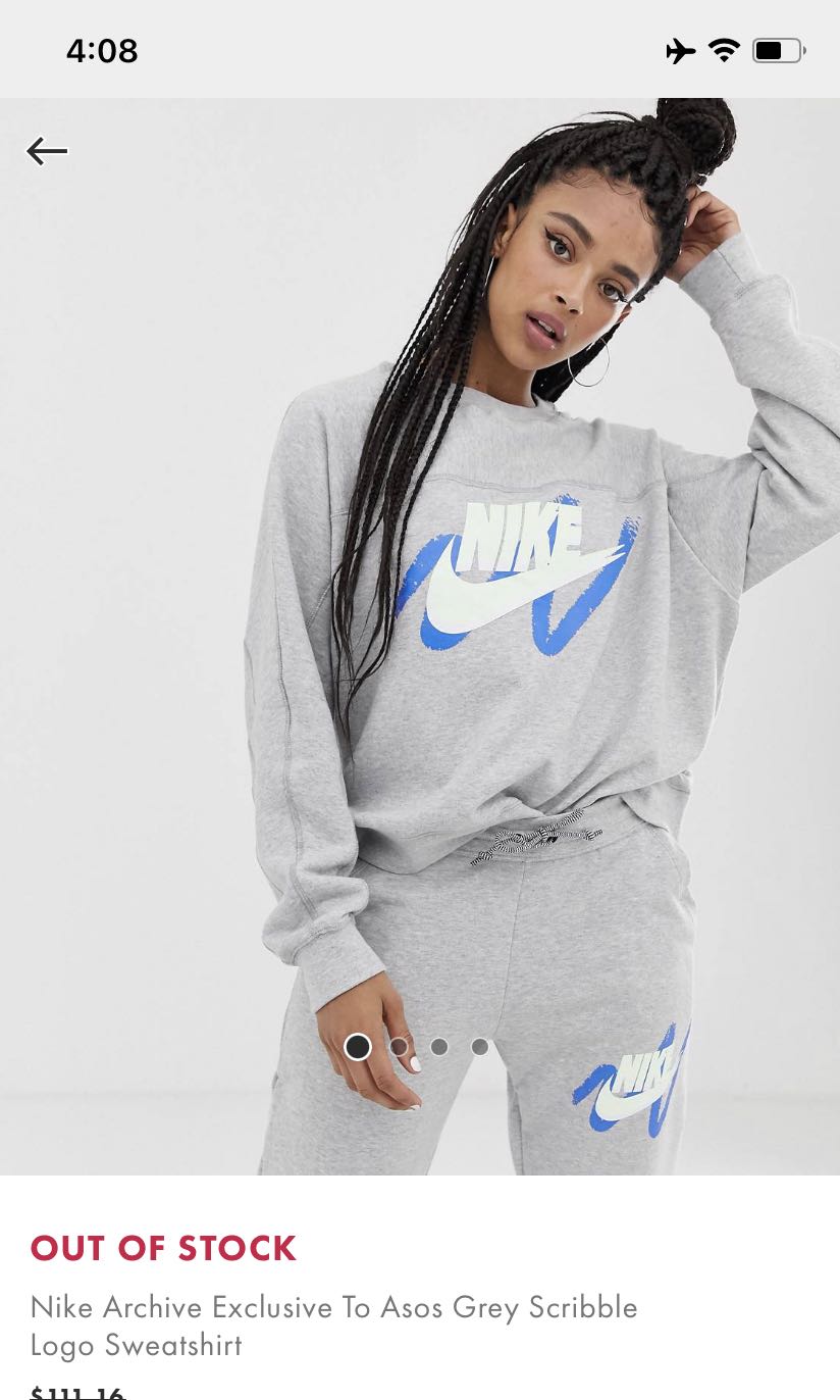 asos nike archive exclusive grey scribble logo sweatshirt Women s