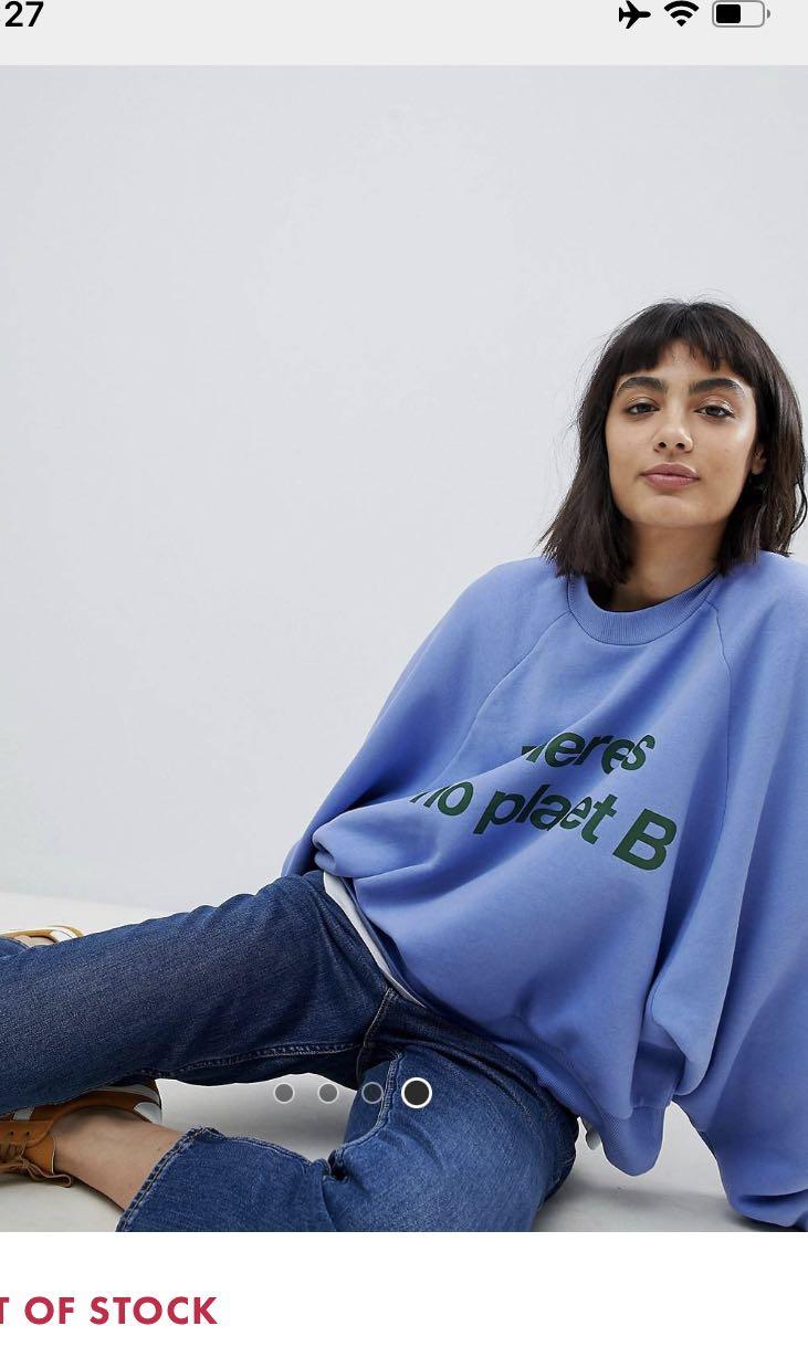 asos weekday drop shoulder graphic cropped sweatshirt Women s