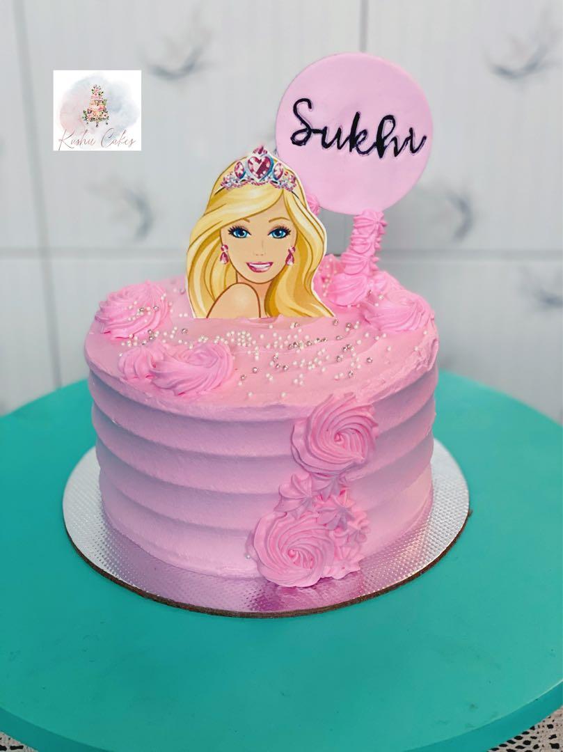 Order Pink Poster Barbie Cake Online, Price Rs.999 | FlowerAura