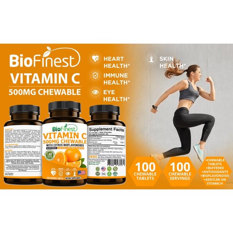 Biofinest Buffered Vitamin C 500mg - Antioxidant Citrus Bioflavonoids ...