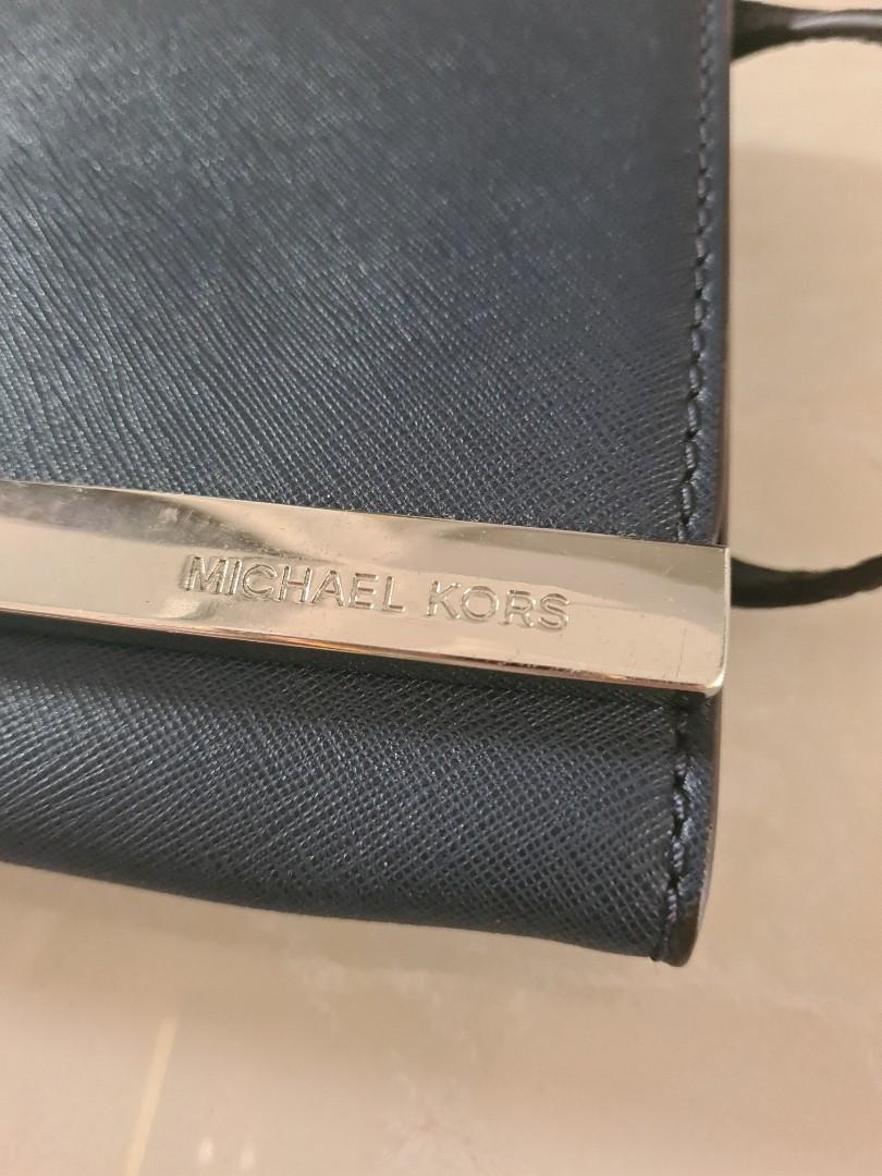 BN Michael Kors Tilda saffiano leather blue shoulder bag clutch