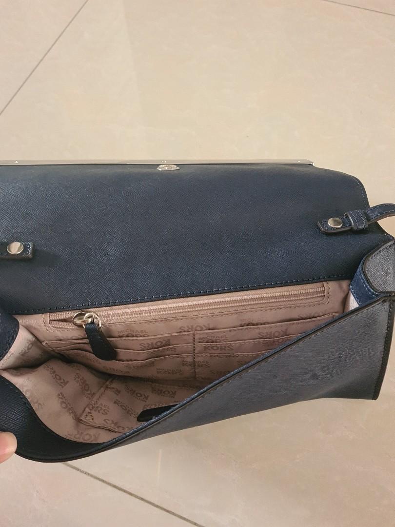 BN Michael Kors Tilda saffiano leather blue shoulder bag clutch